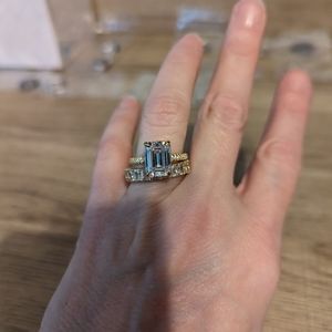 Maxine jewelry Emerald Cut Wedding Set Sterling Silver